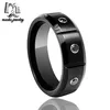 Fashion black tungsten ring zircon inlay with lines and matte finish wedding bands womens and mens