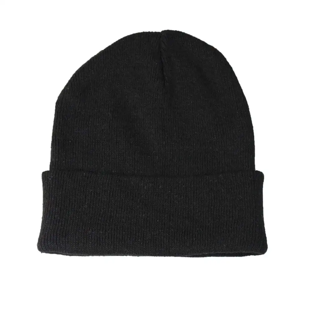 plain black beanie hat