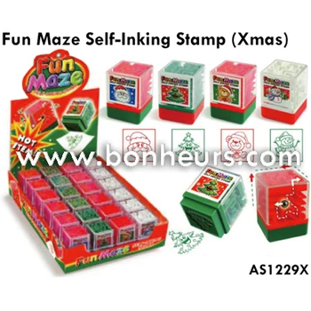 New Novelty Toy Christmas Fun Maze Self Xmas Inking Stamp 