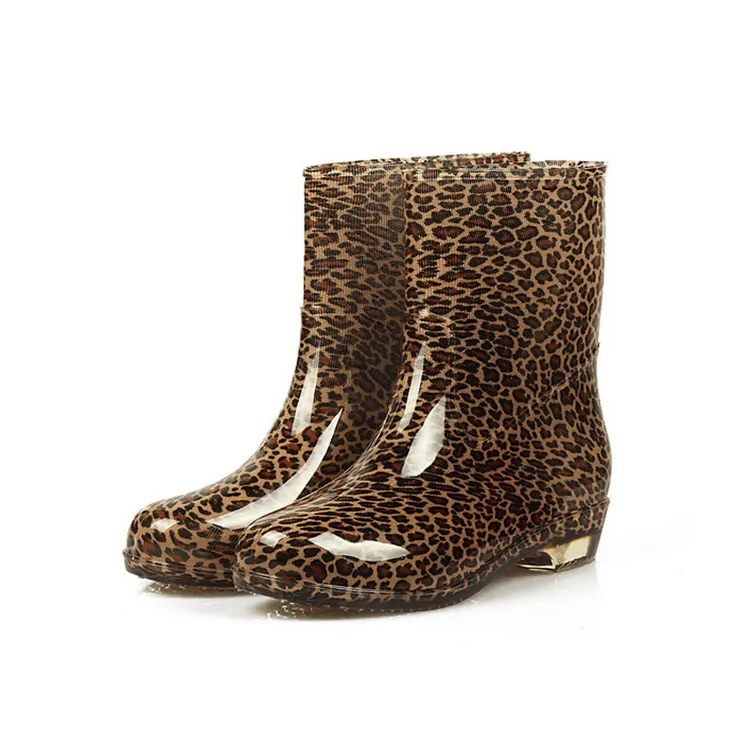 leopard rain boots