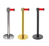 Aceally belt stanchions for queuing and crowd control