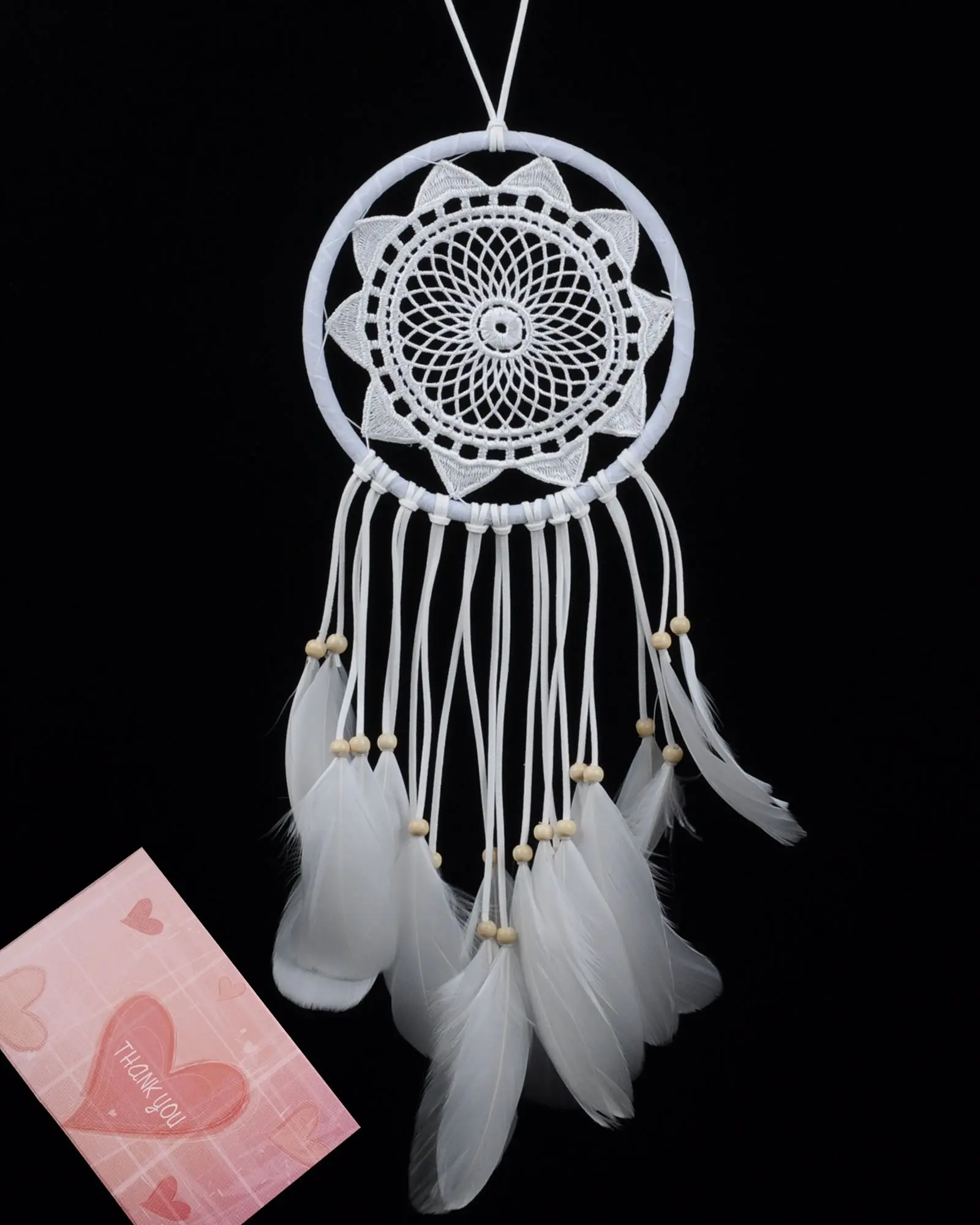 Dia 4.33inch//11cm Length 48cm//18.9inch Dream Catchers Brown Handmade Feather Native American Dreamcatcher Circular Net for Car Kids Bed Room Wall Hanging Decoration Decor Ornament Craft