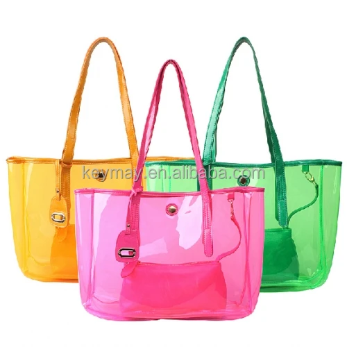 pink clear tote bag