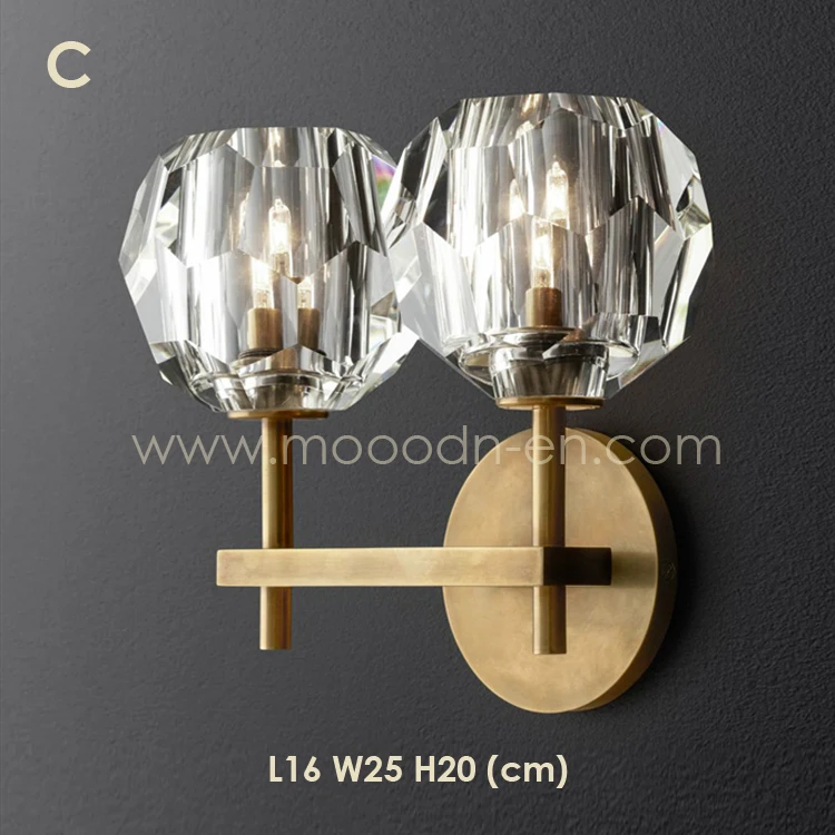 Luxury Indoor Decorative Brass Color G9 Crystal Glass Wall lamp for stair