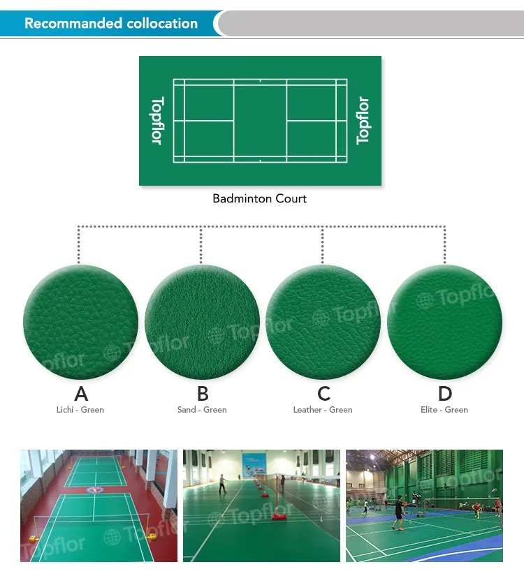 Pvc Material Plastic Badminton Floor Carpets Indoor Badminton Court