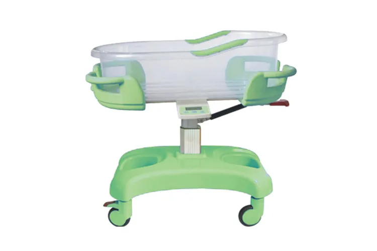 Mobile stainless steel beds for infants in hospital ABS medical kids trolley