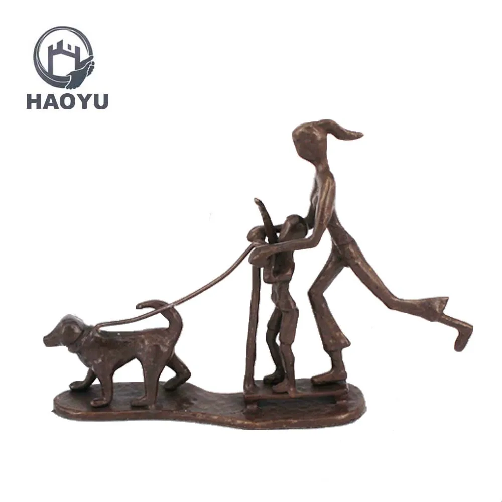 girl and dog statues
