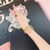 ready to ship 2019 Korean 18k real gold plated bangle bracelet cuff gold copper cuff bracelet bangle women