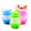 Efficient Dog Grooming Cleaning Comb Silicone Pet Massage Bath Brush with Bath Foam Storage