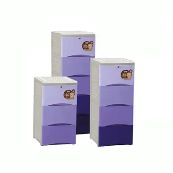 3 Layer Gradient Color Design Plastic Storage Drawers With Locks