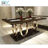 2018 modern high quality fashion dining table with good stainless steel base