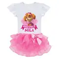 Fashion Girls Layered Dress Girl Dresses Cartoon Cute Bow Puff Sleeve Children Summer Clothes vestidos roupas