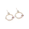 Moyu Jewelry Wholesale Cute Bohemia Zircon Wreath Stud Hoop Earrings For Women