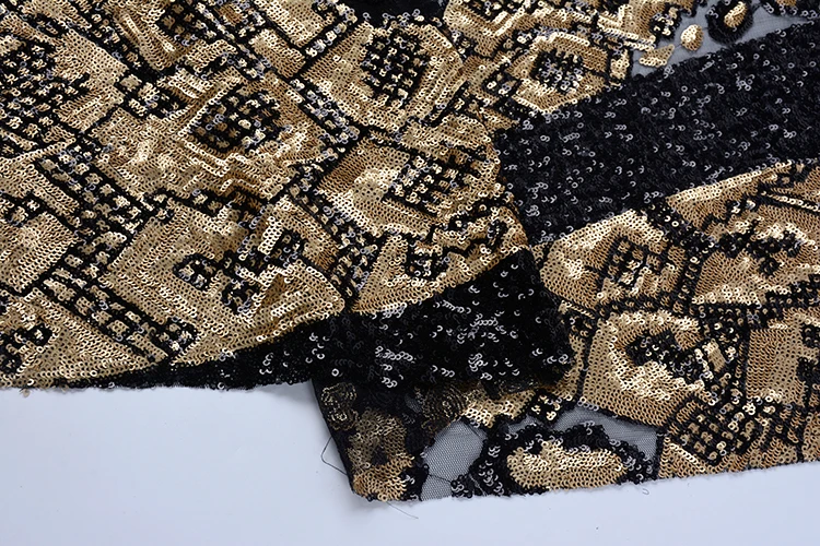 Made In China Tow Color Embellished Tulle Embroidery Mesh Fabric With