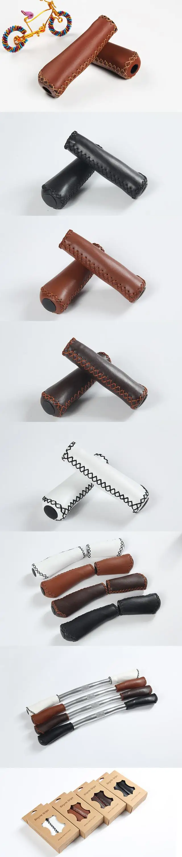 thumbnail image 2 of Vintage Style Brown Rubber Bike Grips – Fits 22.2mm Handlebars, OGK 2 of 6