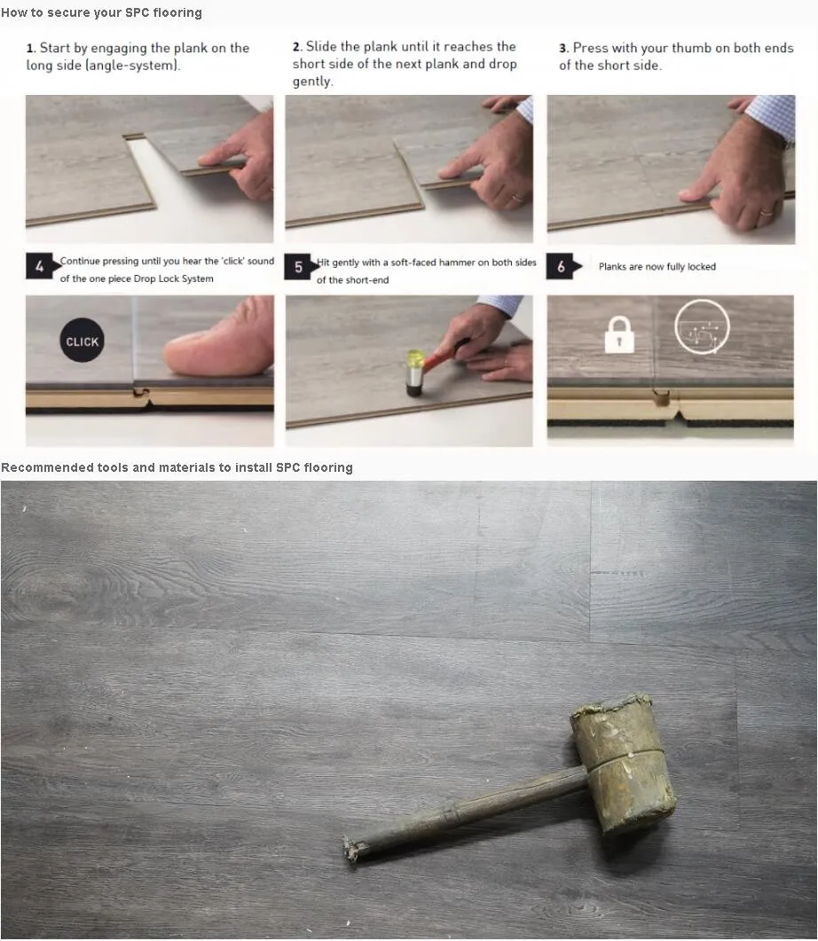 High Quality Unilin Click Spc Flooring Tile Lvt Floor Waterproof Grey