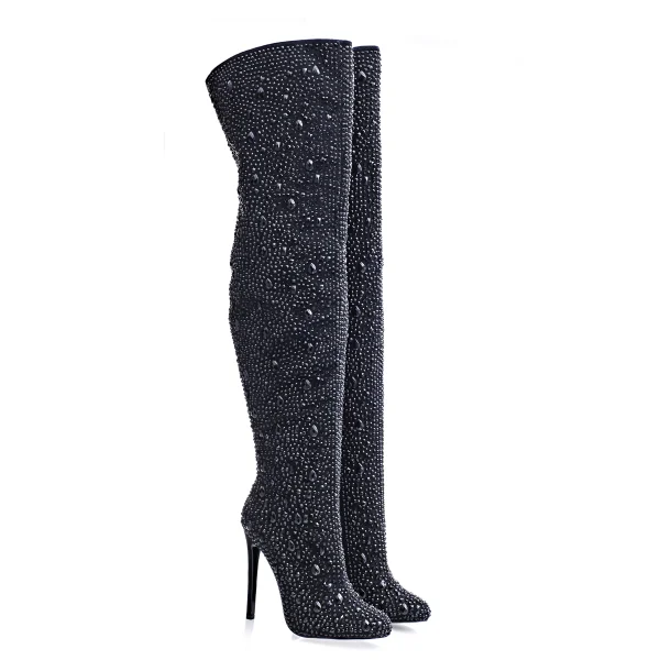 2016 Rhinestones High Heel Thigh High Sexy Lady Thigh Boot Buy 6490