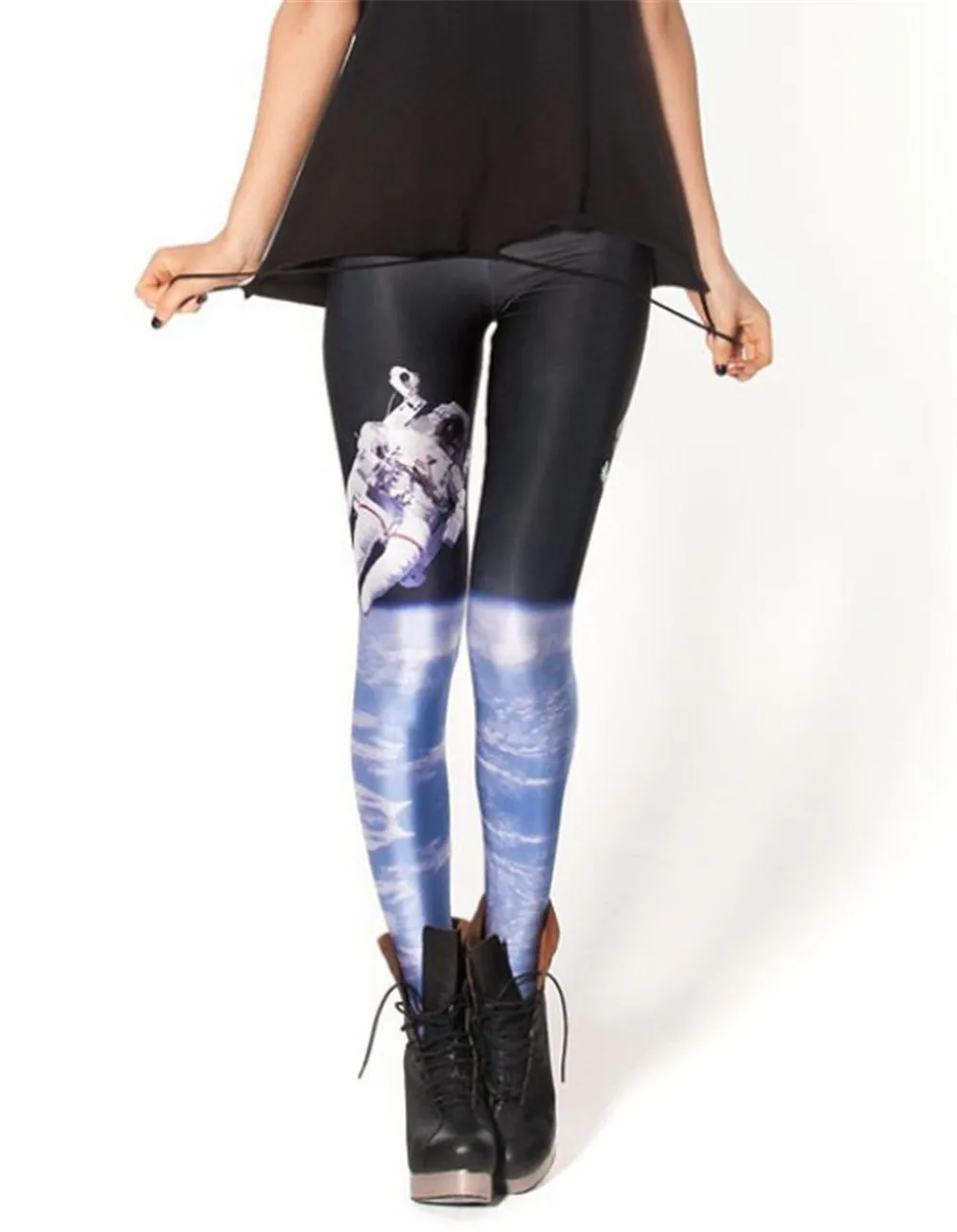 KUEEN Women pants Sale for women 2015 New SPACEMAN LEGGINGS Shiny Distincti...