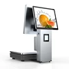 pos machine dual screen 15 inch touch screen monitor 15kg digital weighing scale for fruits
