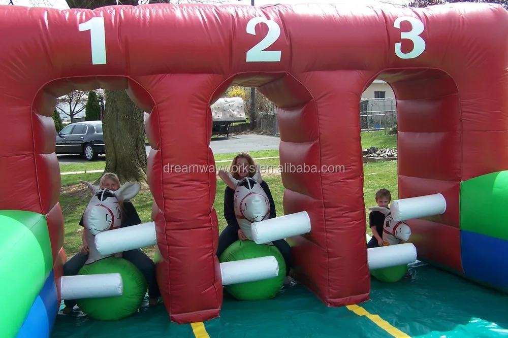 3 Lane Inflatable Horse Racing,Inflatable Jumping Horse Race For Sale