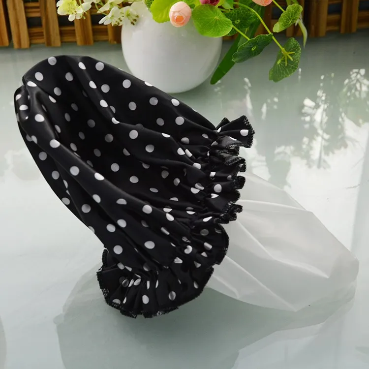 Xl Black Satin Shower Caps With Double Layered Waterproof Bath Caps For