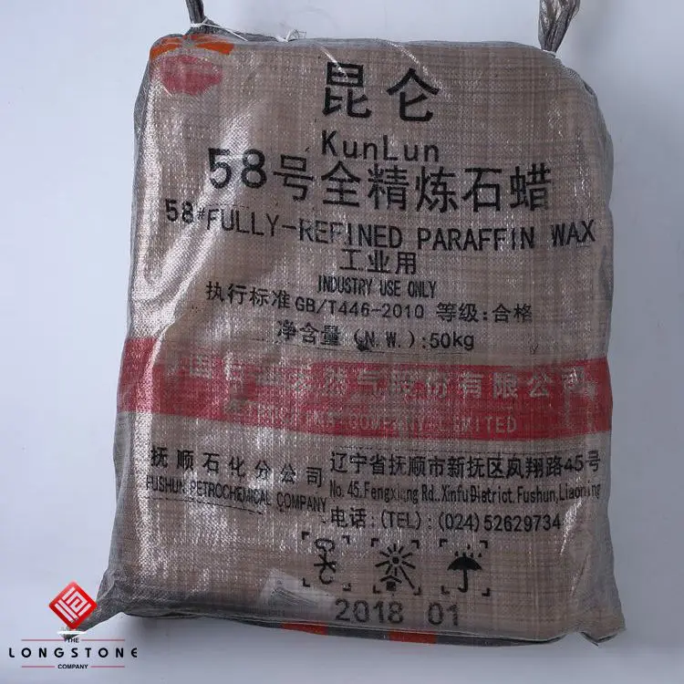 petrochina fushun petrochemical company kunlun brand fully refined paraffin wax 58-60 from China supplier