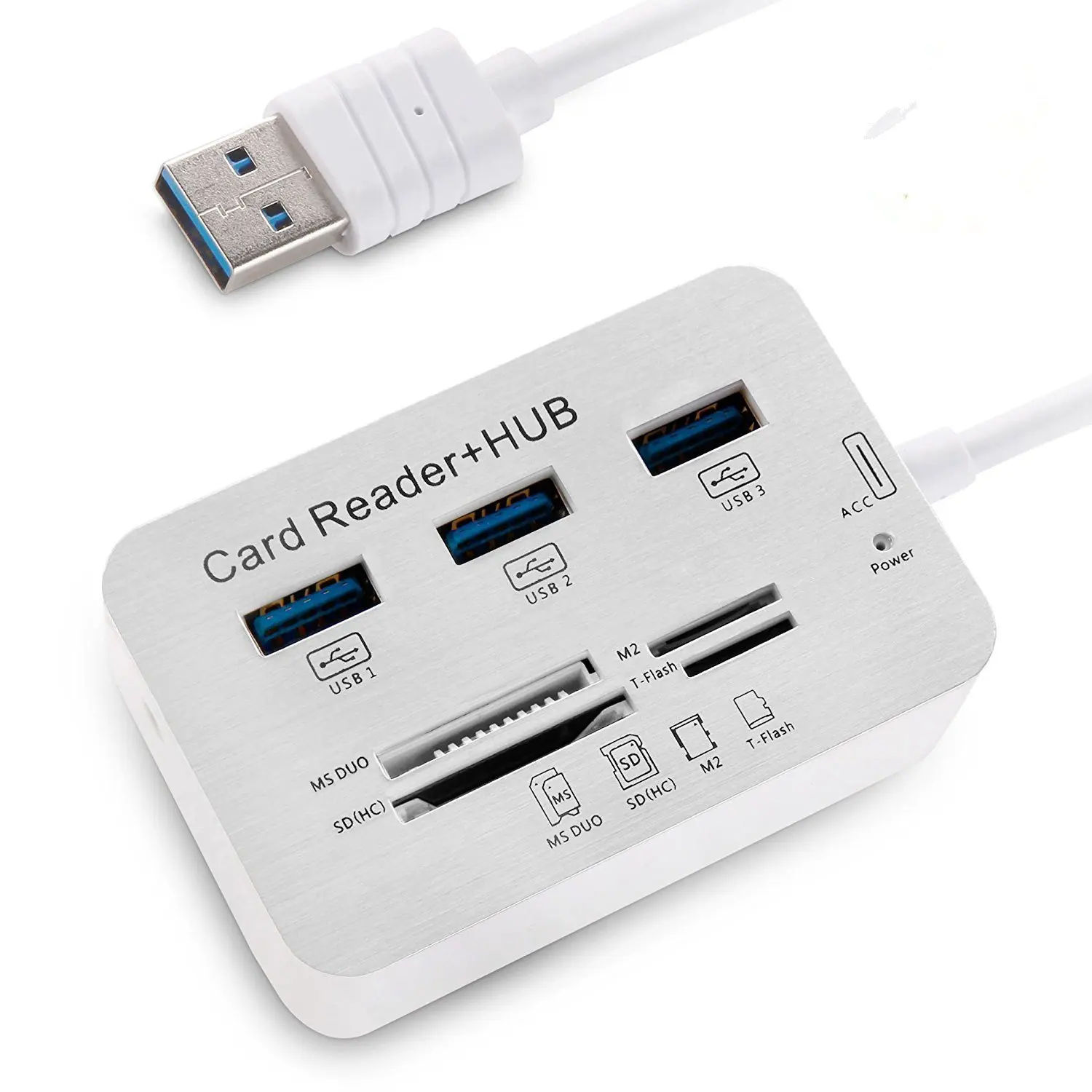 Lollipop 3-Port USB 3.0 Hub Camera Connection Kit with SDHC / TF / MS DUO / M2 Card Reader for Windows XP/Vista/7/8/8.1/Mac 9.1 and more