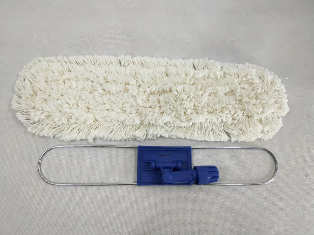 W6535 Cotton Dust Mop Cut End Flat Mop Head With Metal Mop Clip And