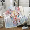 Cozy Velvet Plush Sofa Decoration Dreamcatcher Sherpa Throw Blanket Angel Wings Bohemian Fleece Blanket