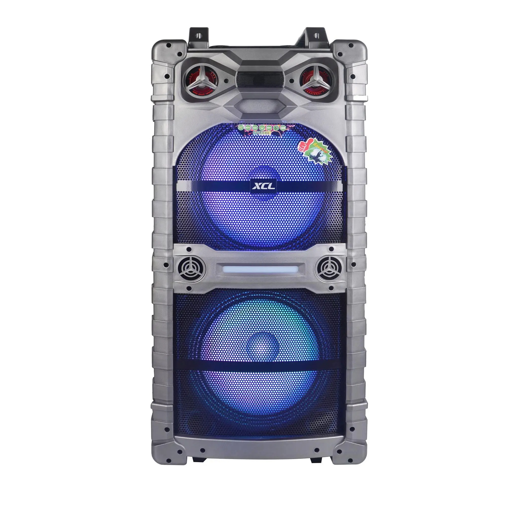 Daul 15 Inch Portable Trolley Speaker Stage Loudspeaker Box With