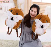 Candice guo Super Q cartoon chubby hamster squirrel plush toy doll backpack shoulder bag birthday gift