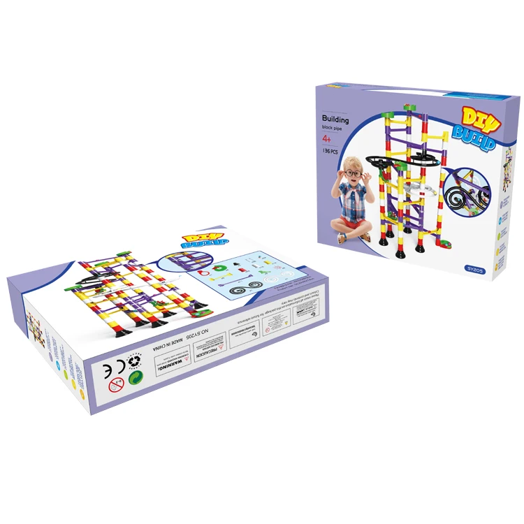 136plastic Pieces Plastic Building Tubes Toy For Kids Marble Run Toy