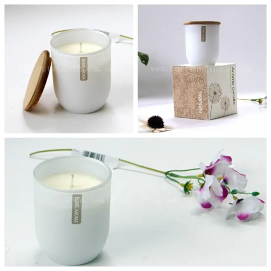 Wholesale White Basic Glass Jar Scented Candle Frosted Glass Candle In