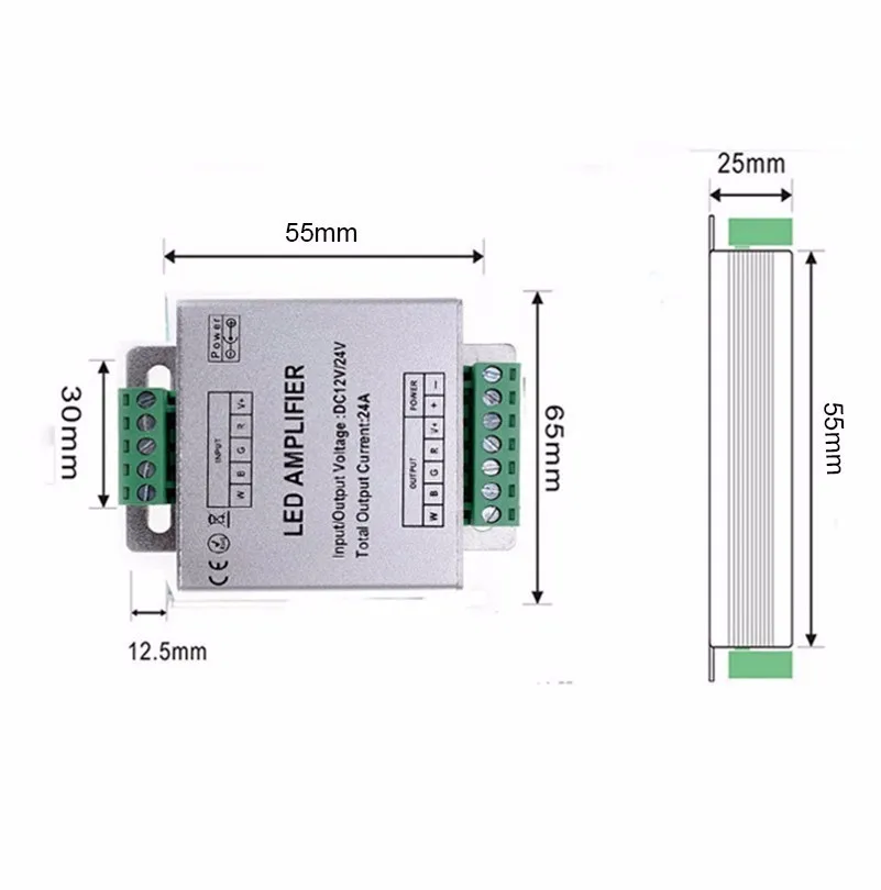 LED RGBW Amplifier DC12/ 24V 24A 4 Channel Output RGBW LED Strip Power Repeater Console Controller