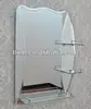 2016 new design promotion cheaper singal layer plain flat float carve white glass shelf wall mirror