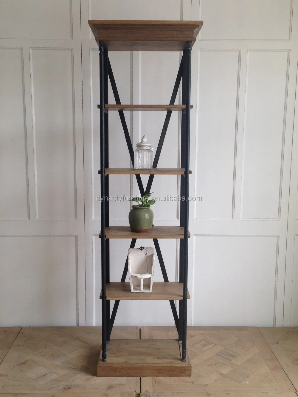 Vintage Industrial Metal Bookshelf/antique Living Room Display