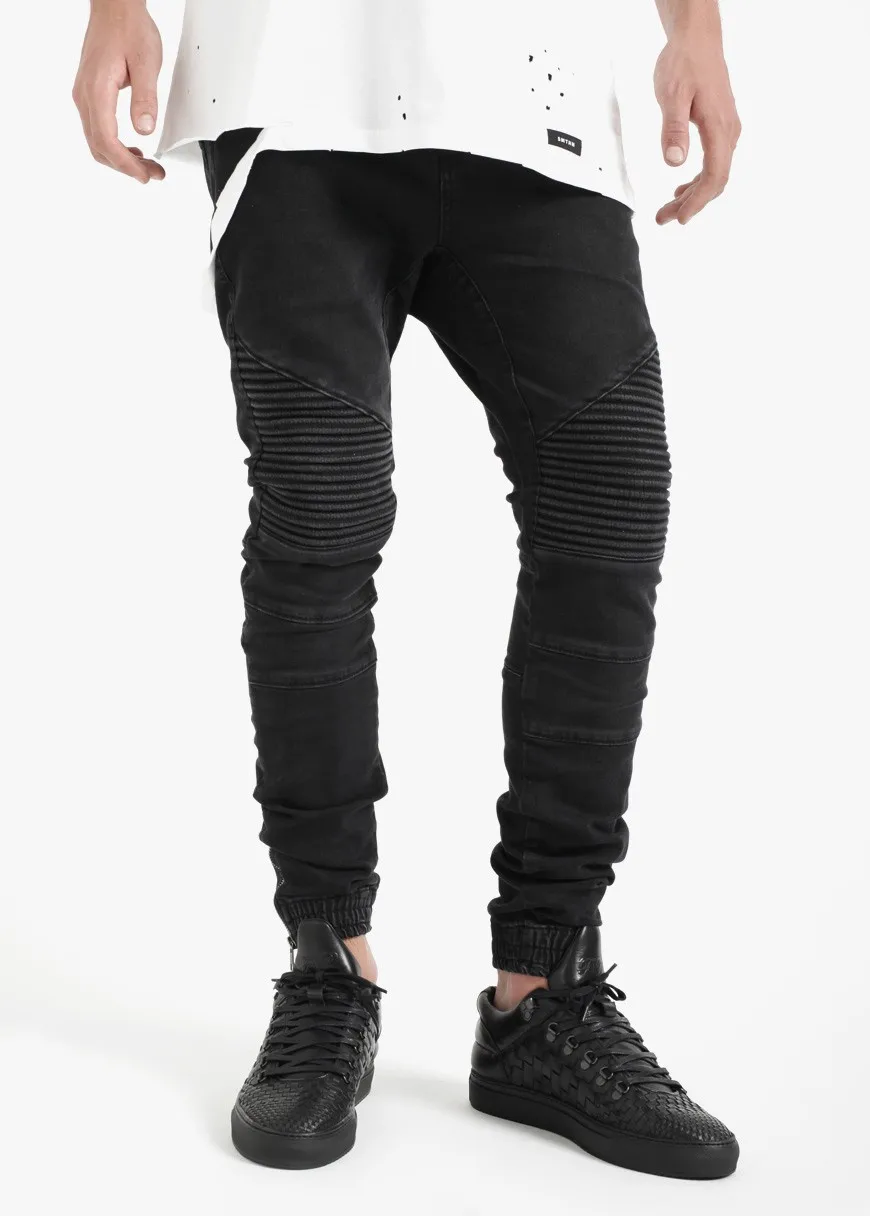 black denim joggers mens