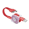 2019 Wholesale Retractable 3ft 2.1A Fast Charging Data Extension USB Cable Six Color for 8pin Type C Micro