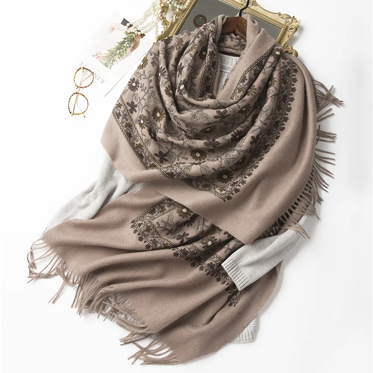 Embroidery Wool Shawl 