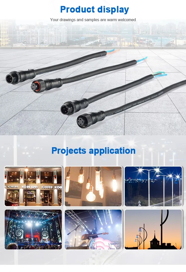 Universal Standard Ip68 Led Connectors M12 Equal To M15 Street Lights