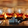 Whiskey stone set wooden box and velvet freezer bag