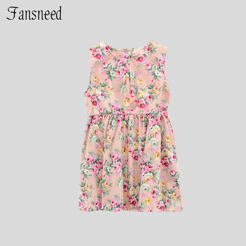 2016 new summer models girls cotton flower girls dresses sleeveless floral dress princess dress