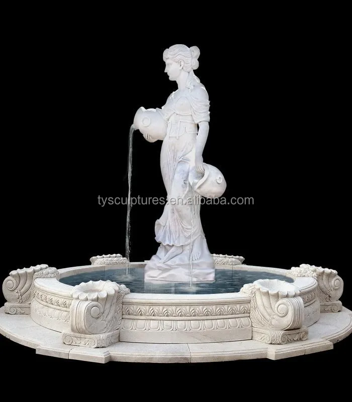 White marble garden female statue fountain stone life size lady water fountains