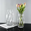 Unique Clear Glass Flower Vase, Small and Elegant Oval Bud Vase, Decorative Floral Vase for Home Decor Office Place Settings