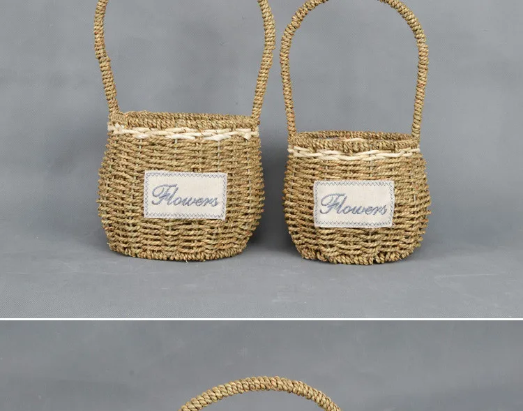 Woven Picnic Storage Fabric Easter Seagrass Belly Basket