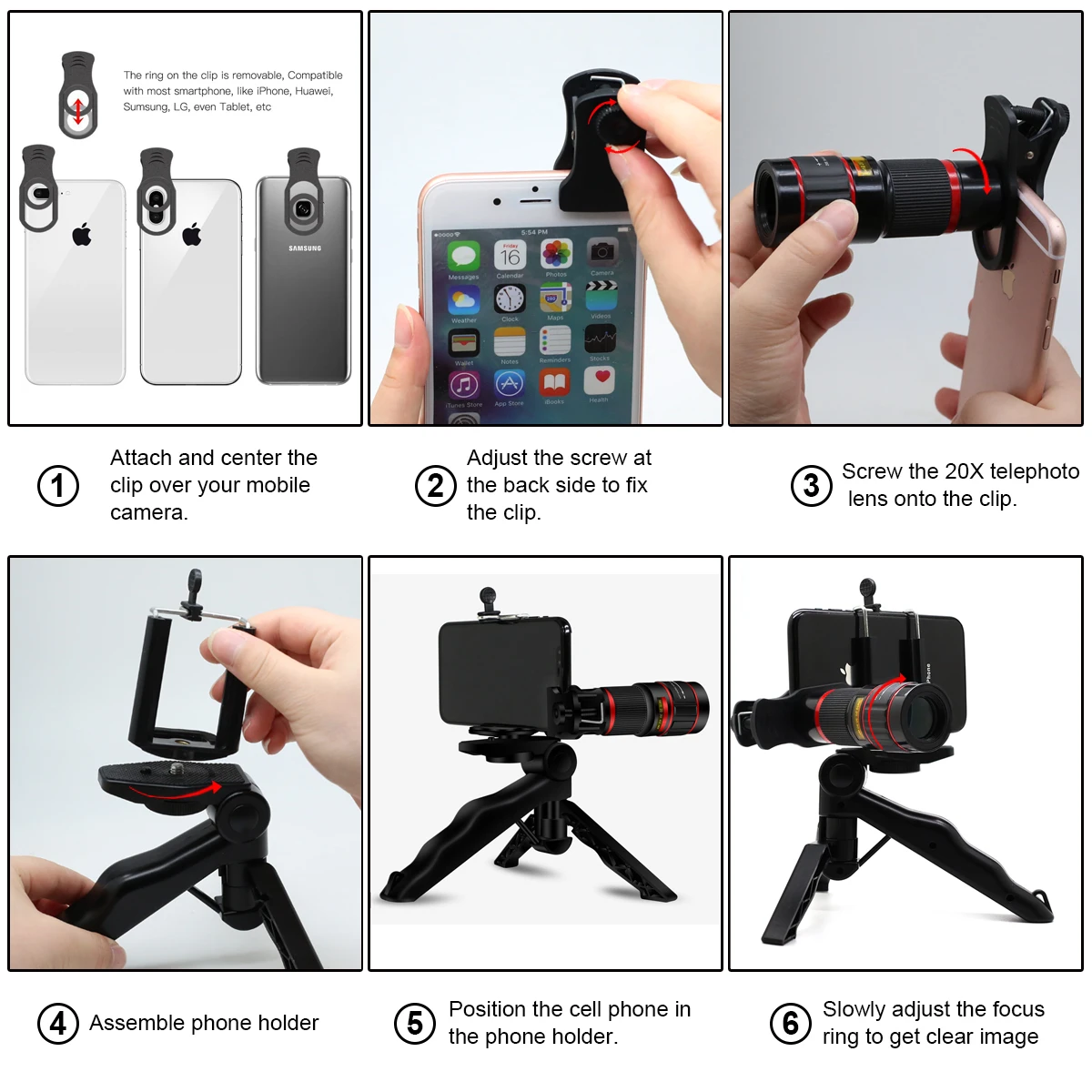 Wholesale Tablet Accessories Cell Phone Camera Zoom Lens For Mobile