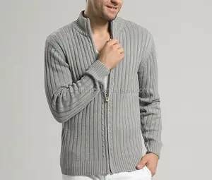 OEM custom mens turtleneck heavy cable knitted zip cardigan OEM custom mens turtleneck heavy cable knitted zip cardigan