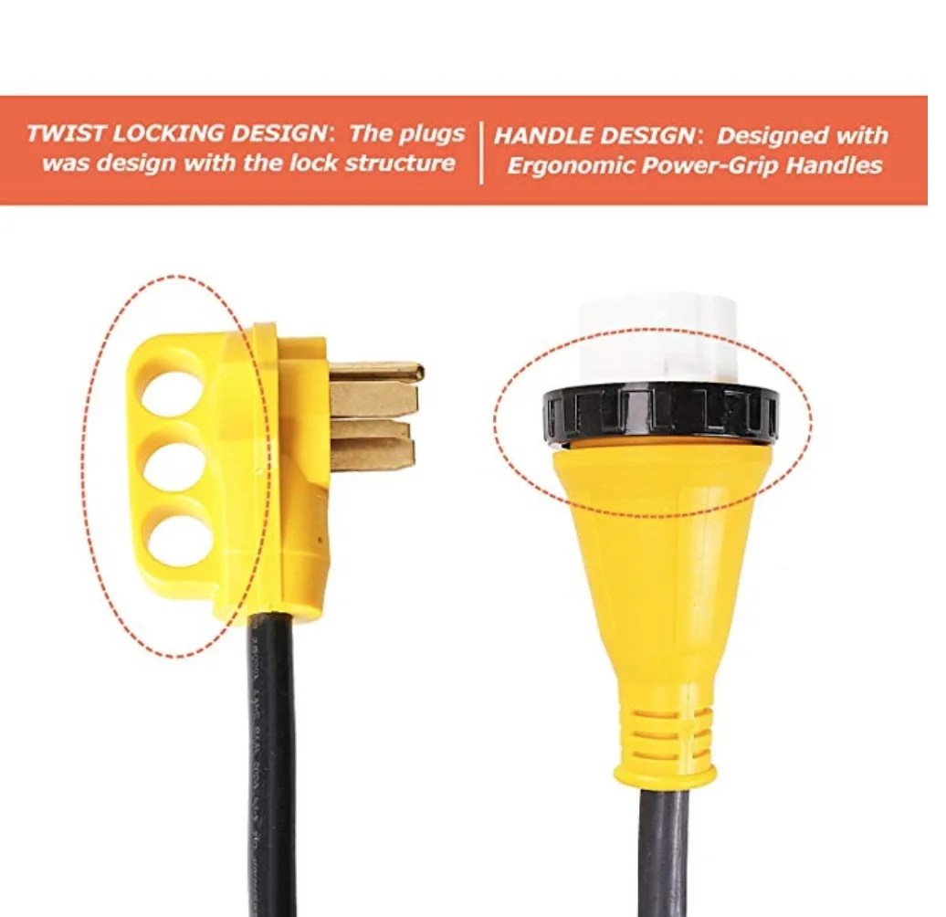 Rv Extension Cord 50amp 30ft For Trailer Motorhome Camper With Grip