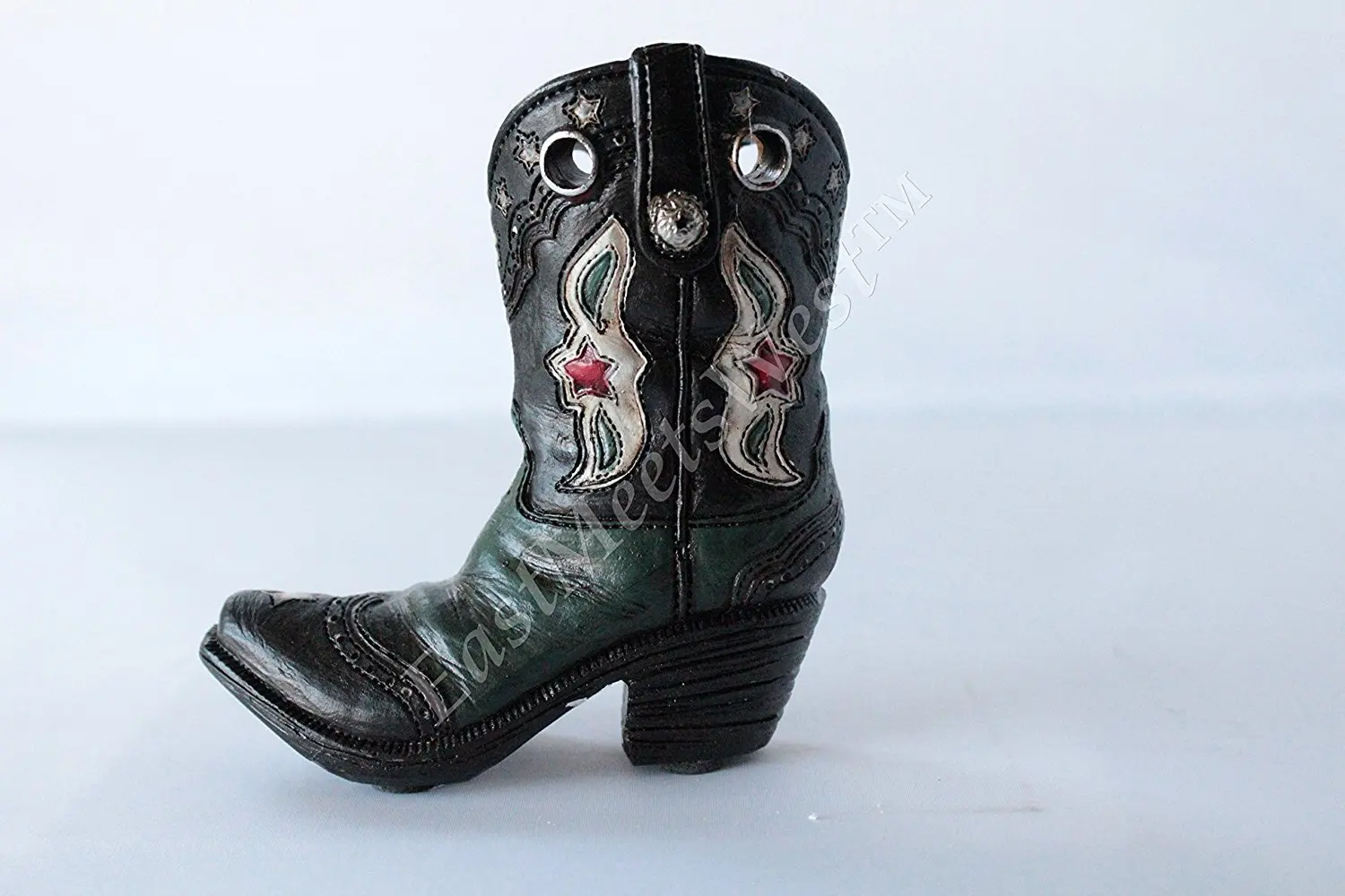 New WESTERN RUSTIC Mini TEXAS FLAG COWBOY BOOT VASE Toothpick Pen Pencil HOLDER