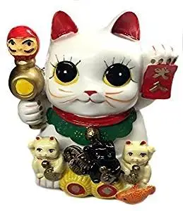 Feng Shui Big Eyes Maneki Neko Lucky Cat Coin Bank for Wealth & Prosperity